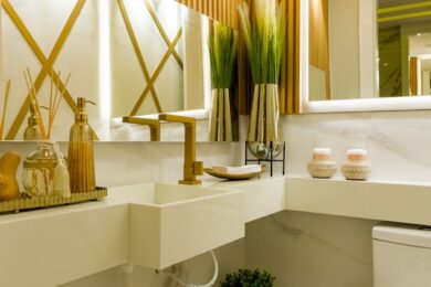 timber and modern vanity combo